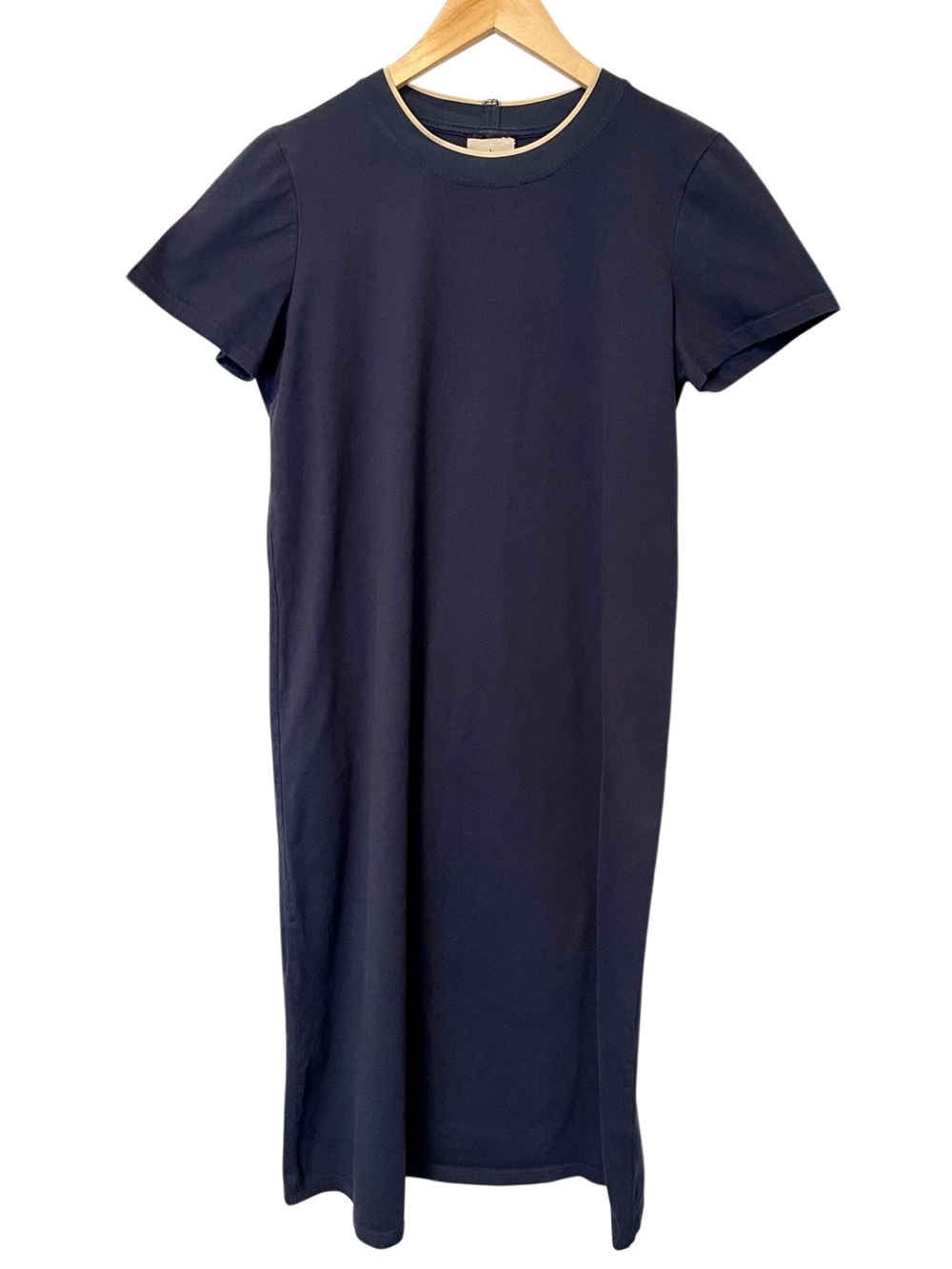 Tuckernuck Navy T-shirt Maxi Dress with Cream Trim Size L No Pockets